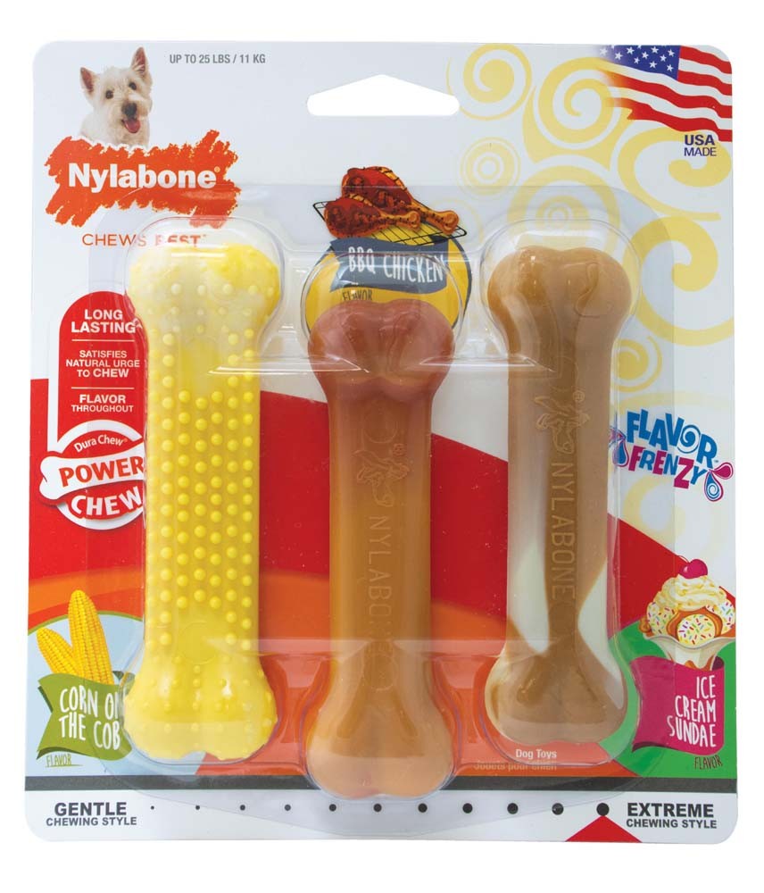 Picture of Nylabone 018214836117 Flavor Frenzy Dura Chew Triple Pack, Regular