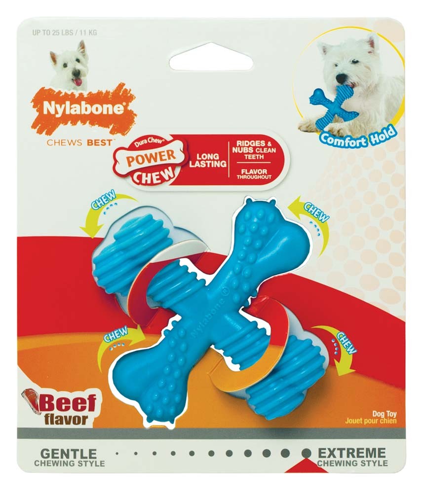 Picture of Nylabone 018214837701 Dura Chew X Bone Beef Flavor Dog Toy, Small