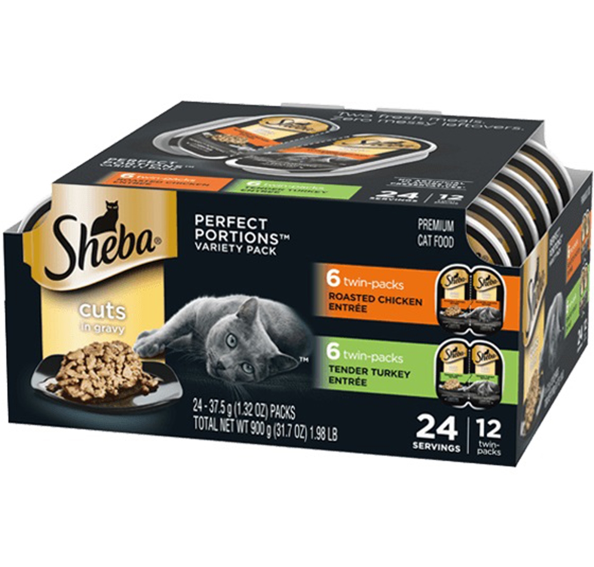 Picture of Mars Petcare 023100118338 2.6 oz Sheba Perfect Portions Cuts Roasted Chicken & Turkey Grain Free Cat Food - Pack of 12