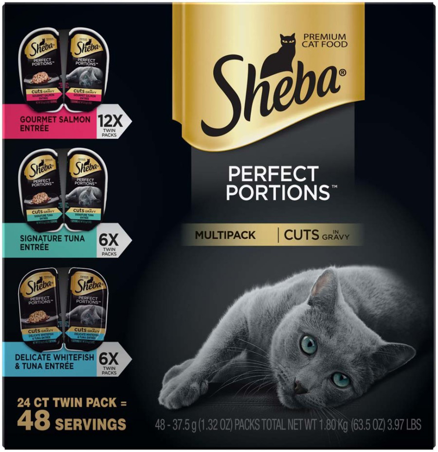 Picture of Mars Pet Care 023100124018 2.6 oz Sheba Perfect Portions Salmon Tuna Whitefish & Tuna Multipack Cat Food&#44; Pack of 24