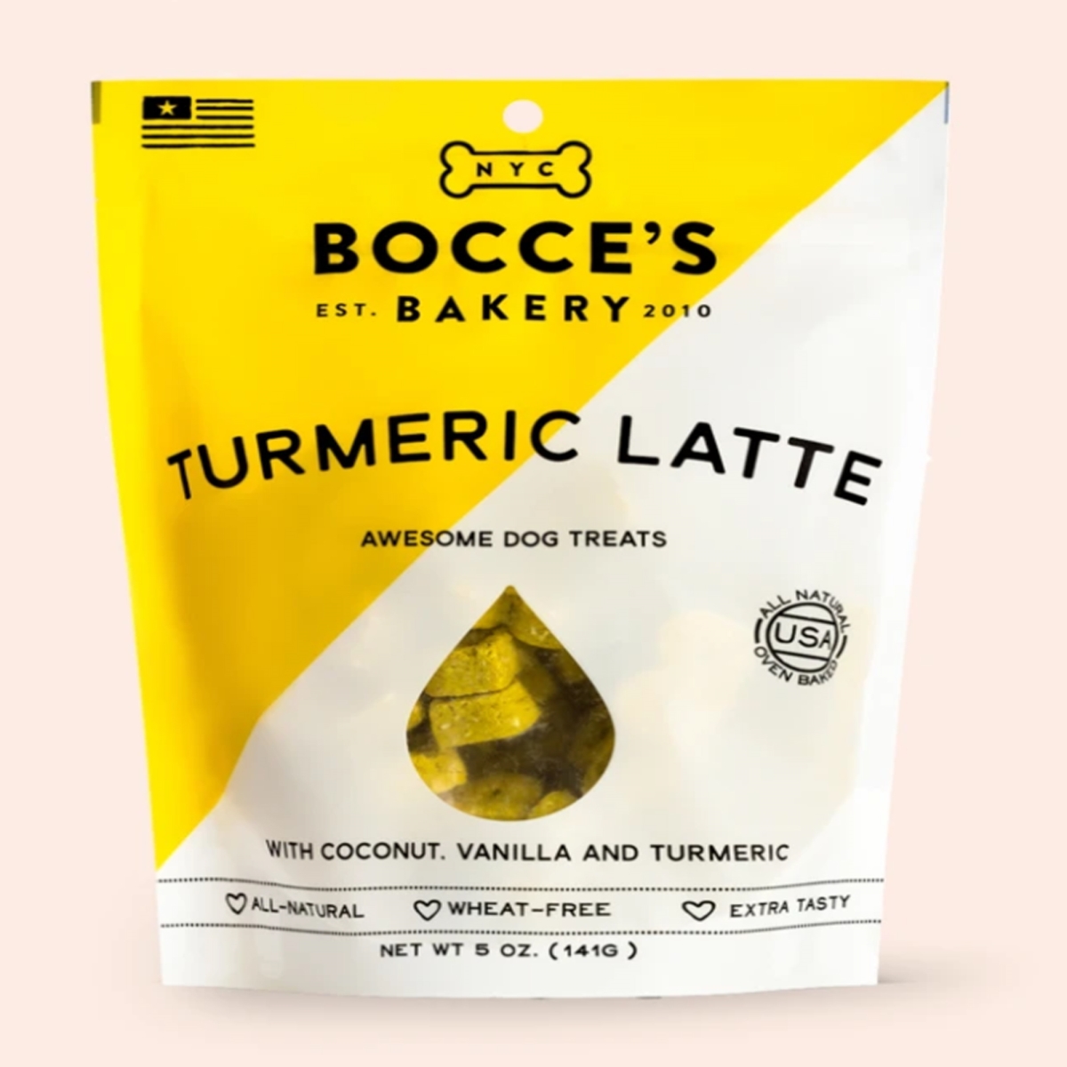 Picture of Bocces Bakery 857155007220 5 oz Dog Biscuits Tumeric Latte Dog Treat