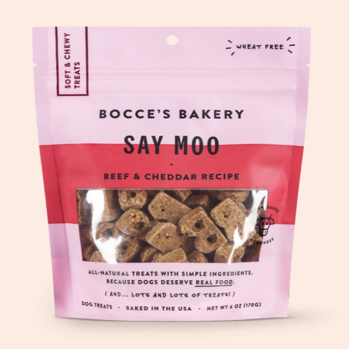 Picture of Bocces Bakery 857155007602 6 oz Dog Soft & Chewy Say Moooo Recipe
