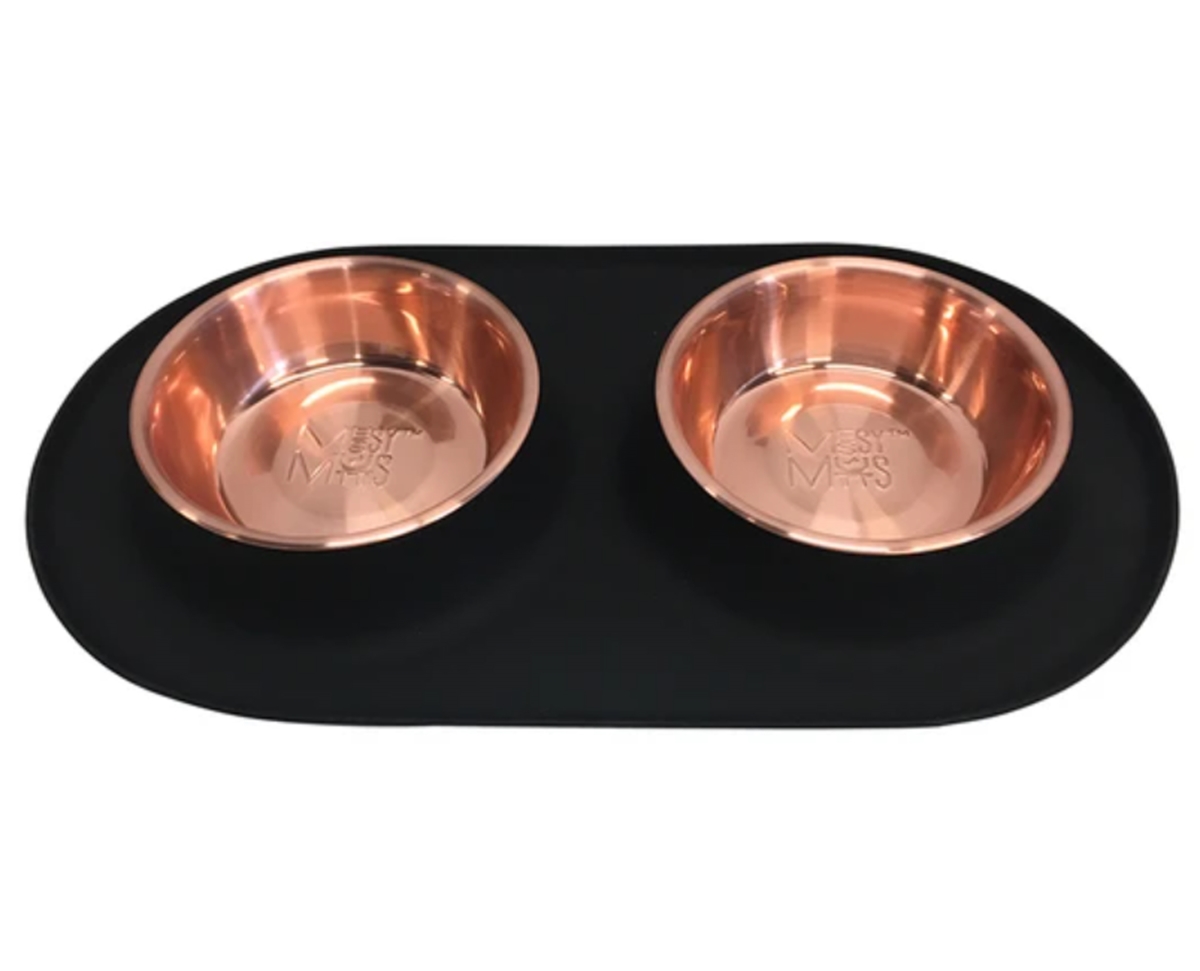 Picture of Messy Mutts 628043606333 Double Silicone Dog Feeder with Copper&#44; Large
