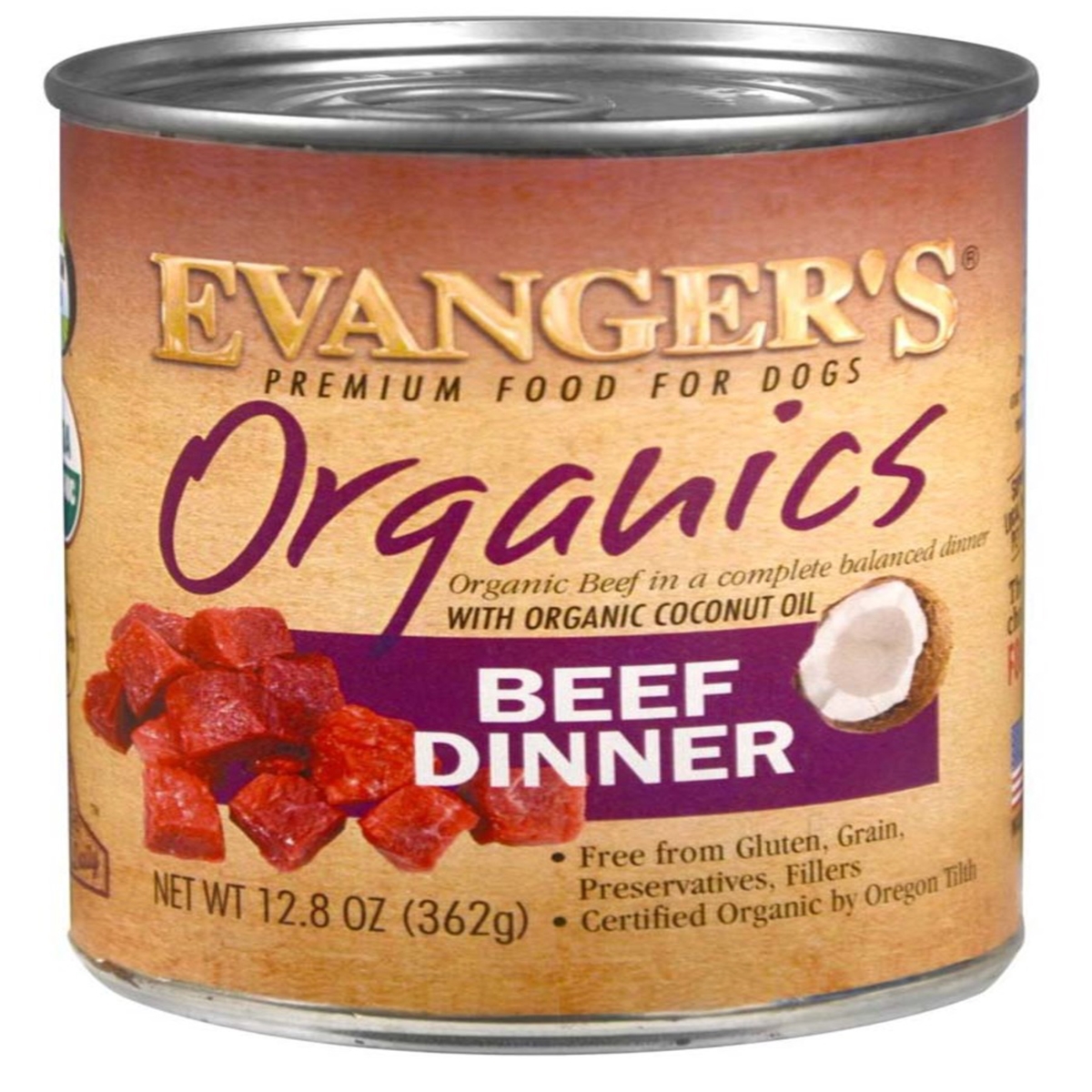 Picture of Evangers 077627501005 12.8 oz Organics Beef Dinner Canned Dog Food, Pack of 12