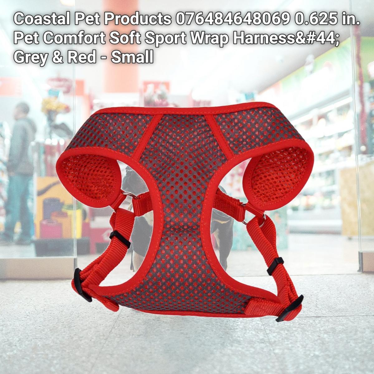 Picture of Coastal Pet Products 076484648069 0.625 in. Pet Comfort Soft Sport Wrap Harness&#44; Grey & Red - Small