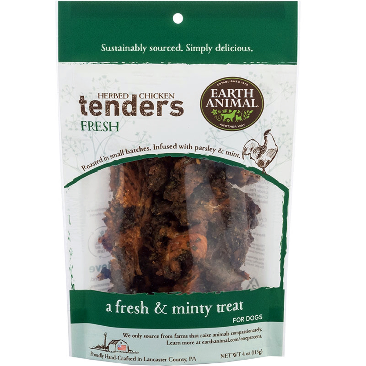 Picture of Earth Animal 810049511081 4 oz Fresh Herbed Chicken Tenders Dental Support Dog Treats