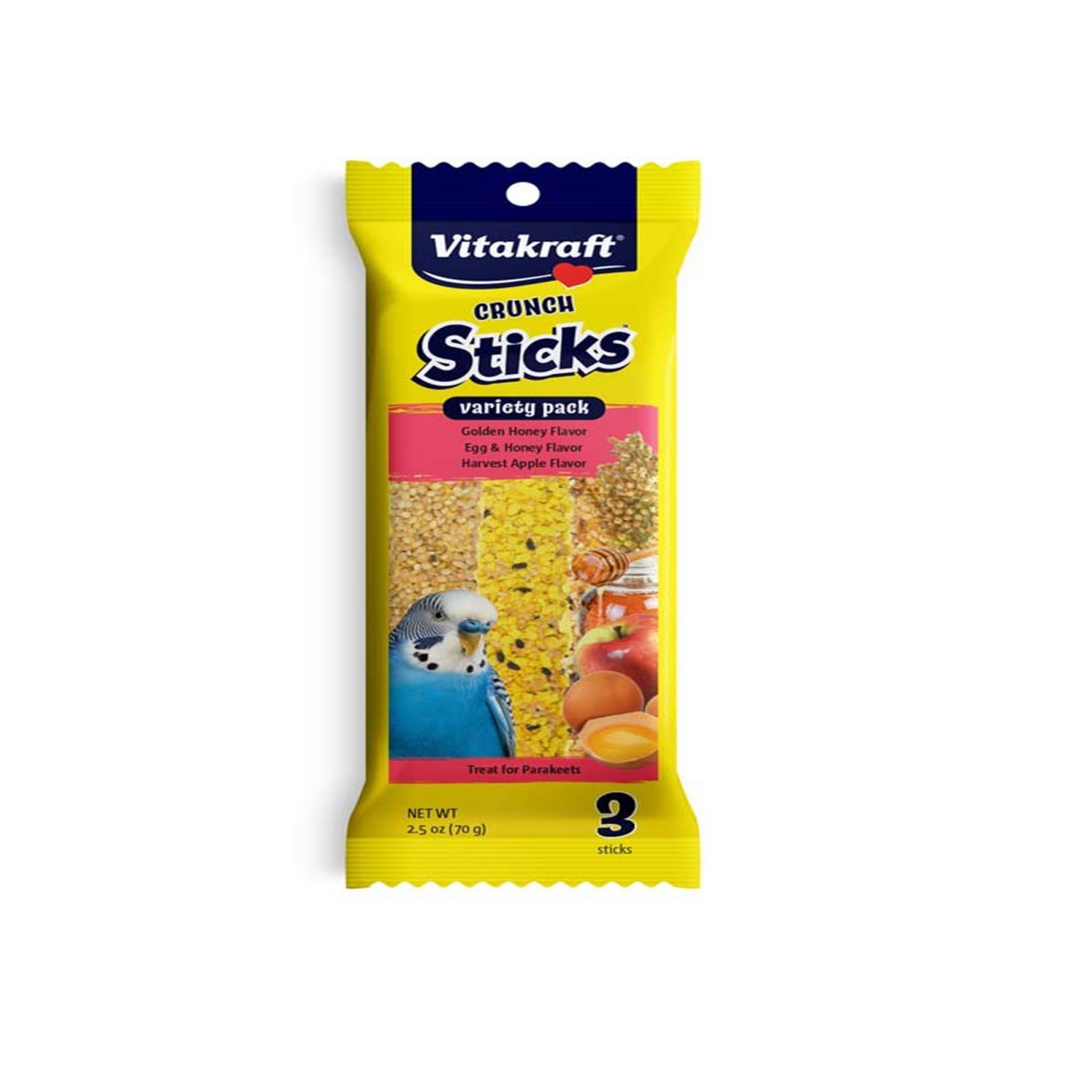 Picture of Vitakraft 051233594330 2.5 oz Crunch Sticks Variety Pack Honey Egg Apple Flavor Parakeets Bird Treat