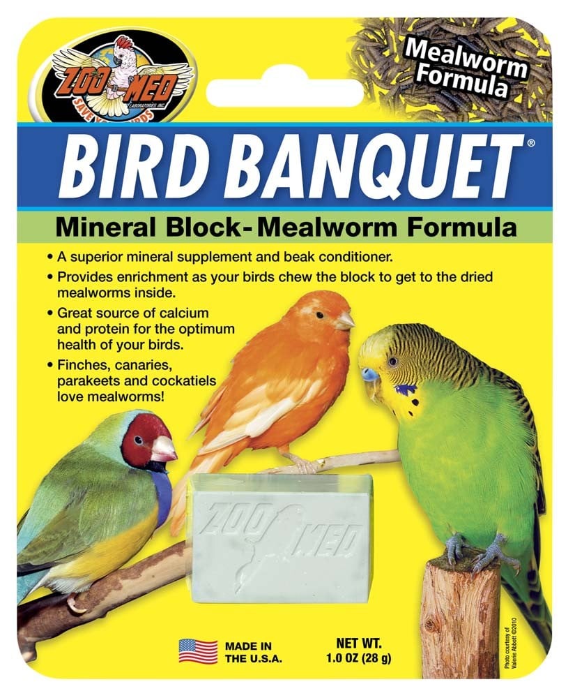 Zoo Med Labs 097612118308 Bird Banquet Mineral Block Mealworm Formula, Small
