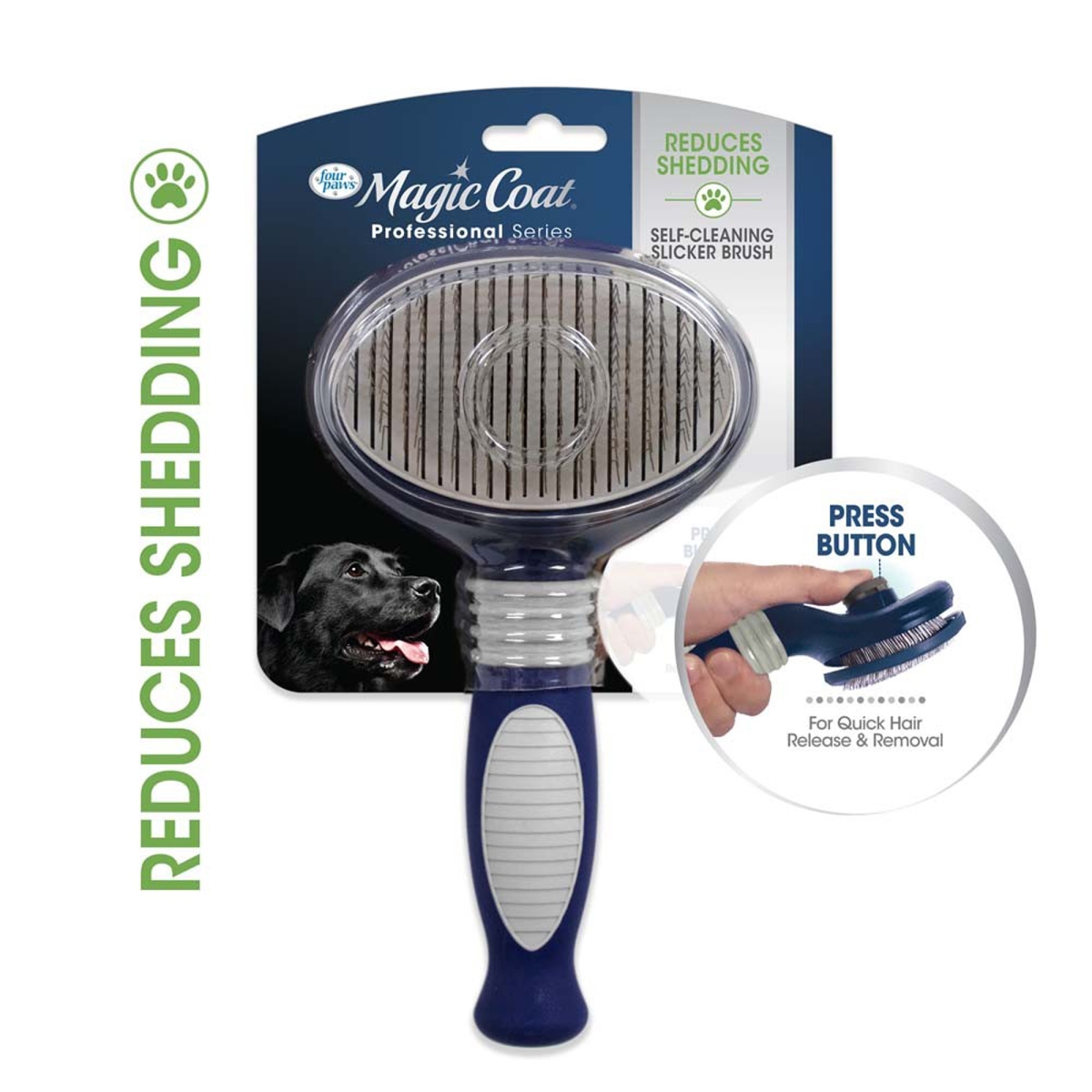 Picture of Four Paws Products 045663975562 Magic Coat Professional Series Self Cleaning Slicker Dog Brush, Large