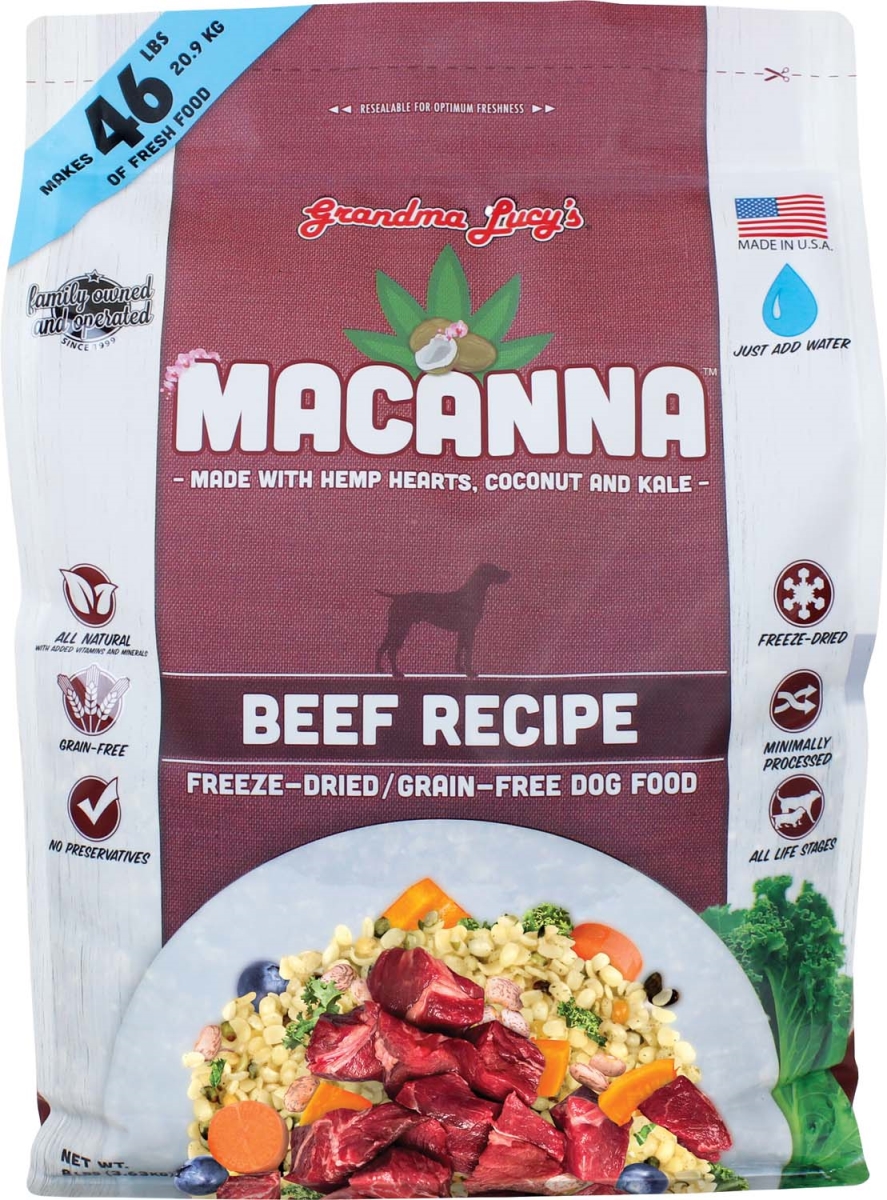 Picture of Grandma LucyS 884308720248 8 lbs Macanna Grain-Free Beef Freeze-Dried Dog Food