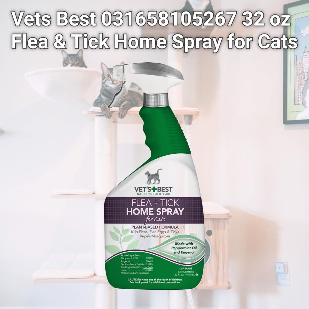 Picture of Vets Best 031658105267 32 oz Flea & Tick Home Spray for Cats
