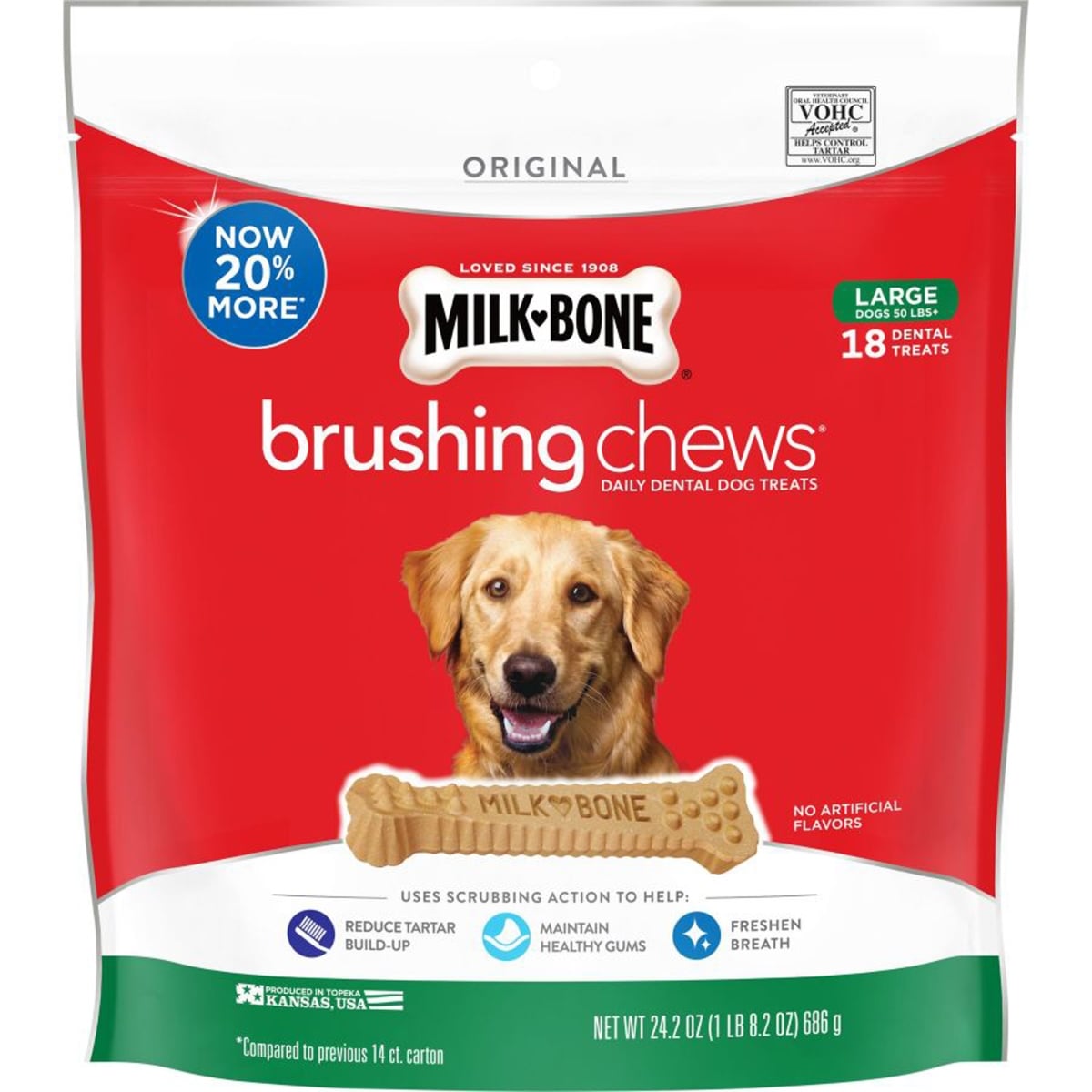 24.2 oz Brushing Chews Daily Dental Large Dog Treat