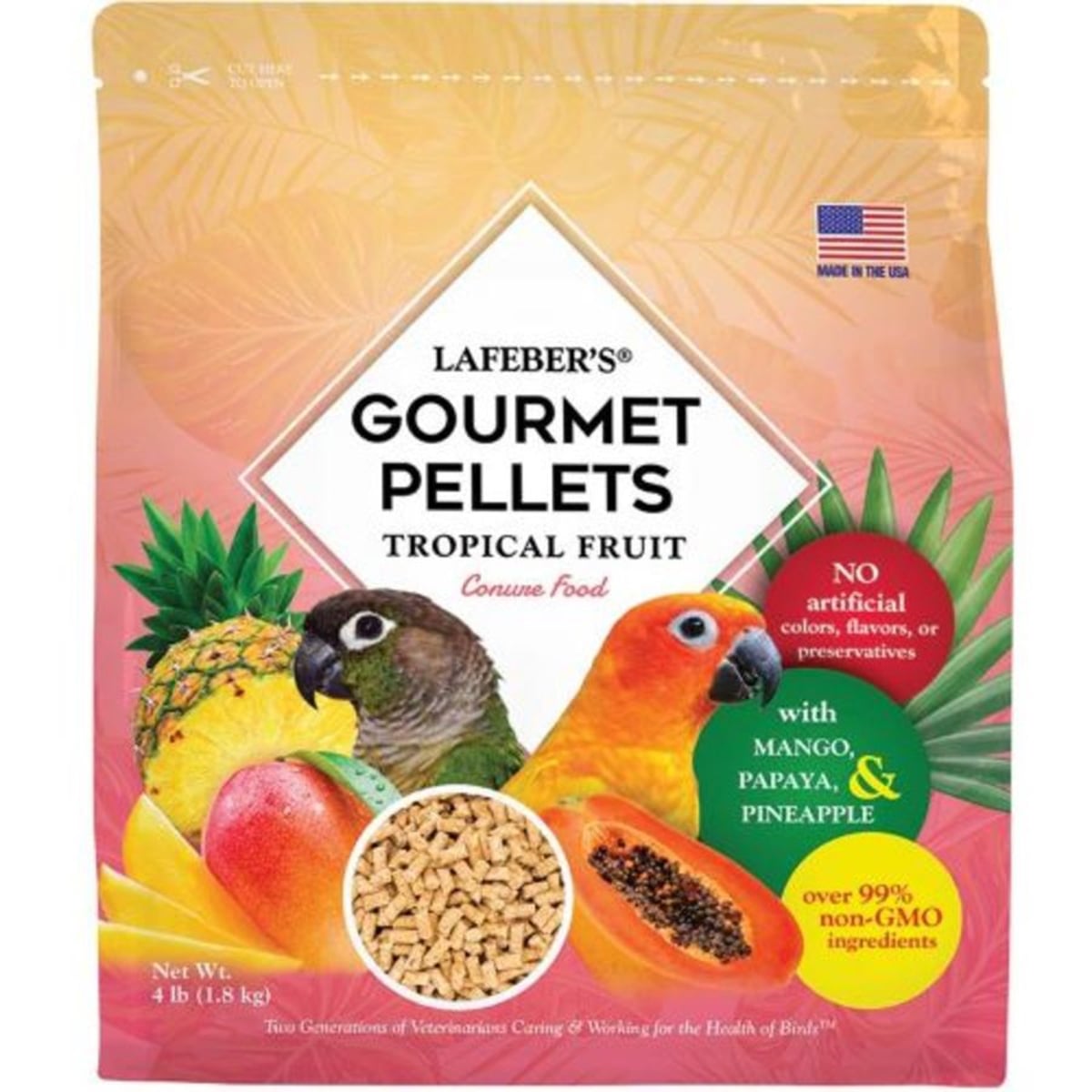 4 lbs Tropical Fruit Gourmet Pellets Bird Food for Conure