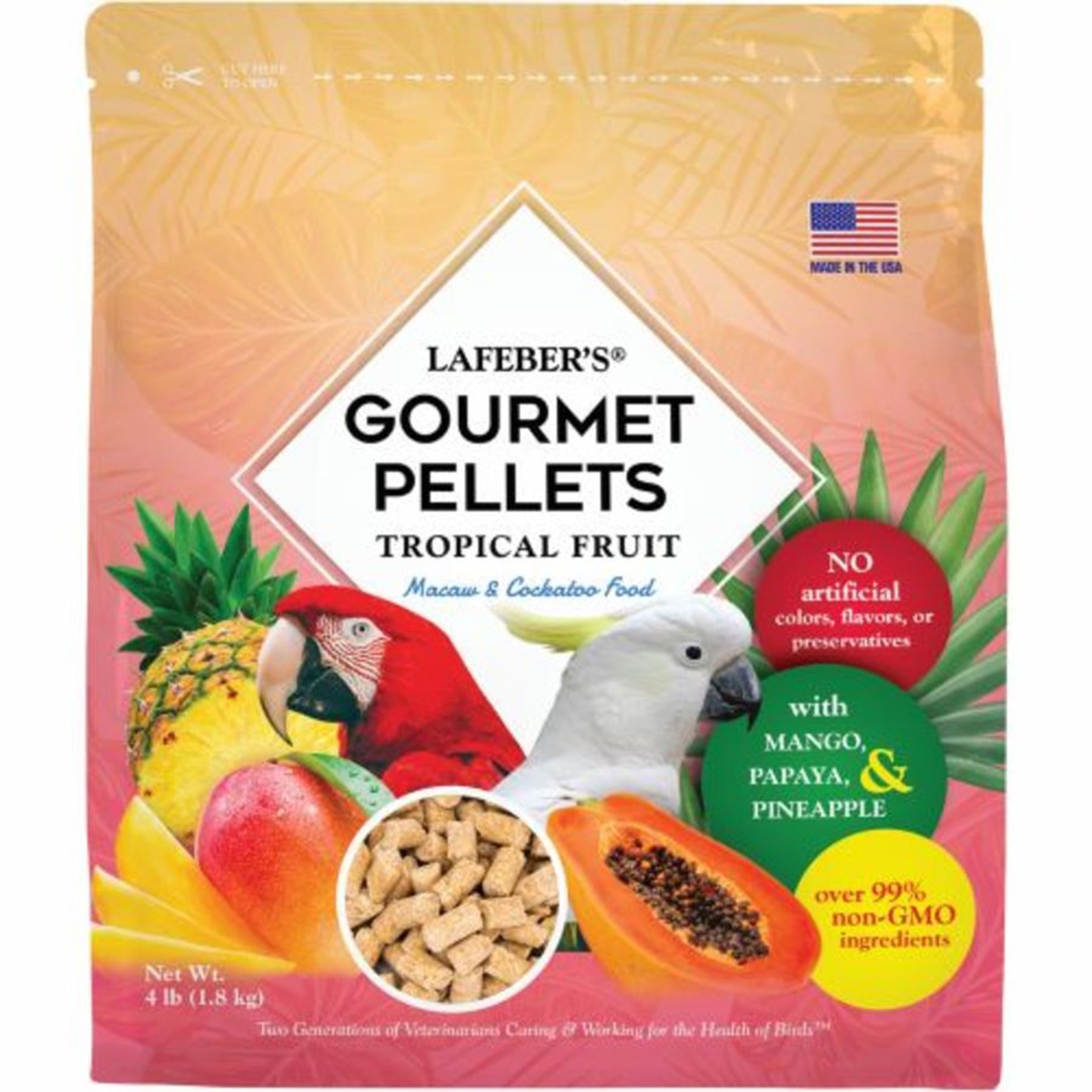 4 lbs Tropical Fruit Gourmet Pellets Bird Food for Macaw