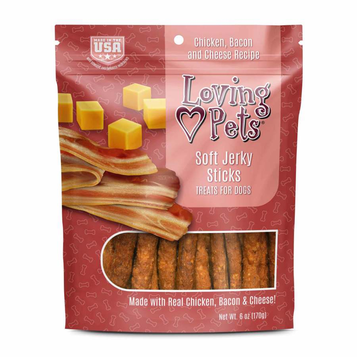 842982083059 6 oz Soft Jerky Sticks Dog Treat Chicken, Bacon & Cheese