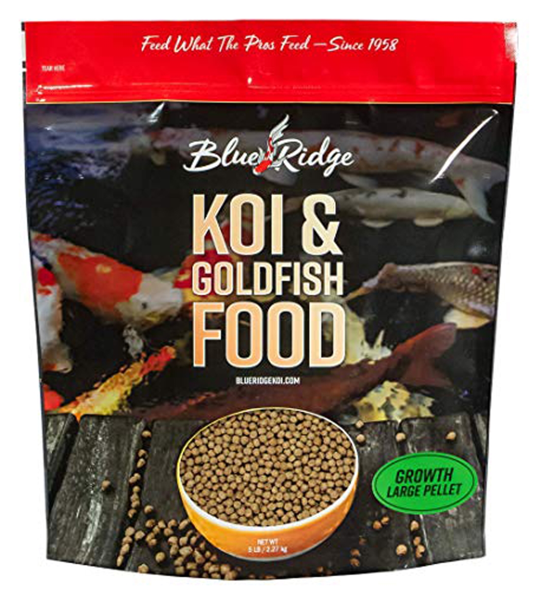 Picture of Blue Ridge Fish Hatchery 758183156549 5 lbs Growth Formula Pellet Fish Food for Koi & Goldfish&#44; Large