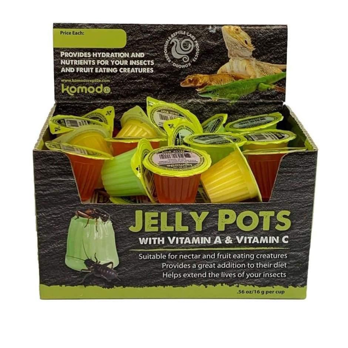 Picture of Multipet International 784369931006 0.56 oz Komodo Jelly Pots Insect Food Fruit Flavor Display&#44; 40 Count