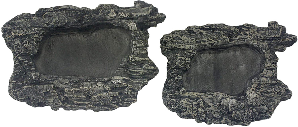 Picture of Multipet International 784369932324 Komodo Habitat Rock Bowl&#44; Black & Tan - Small