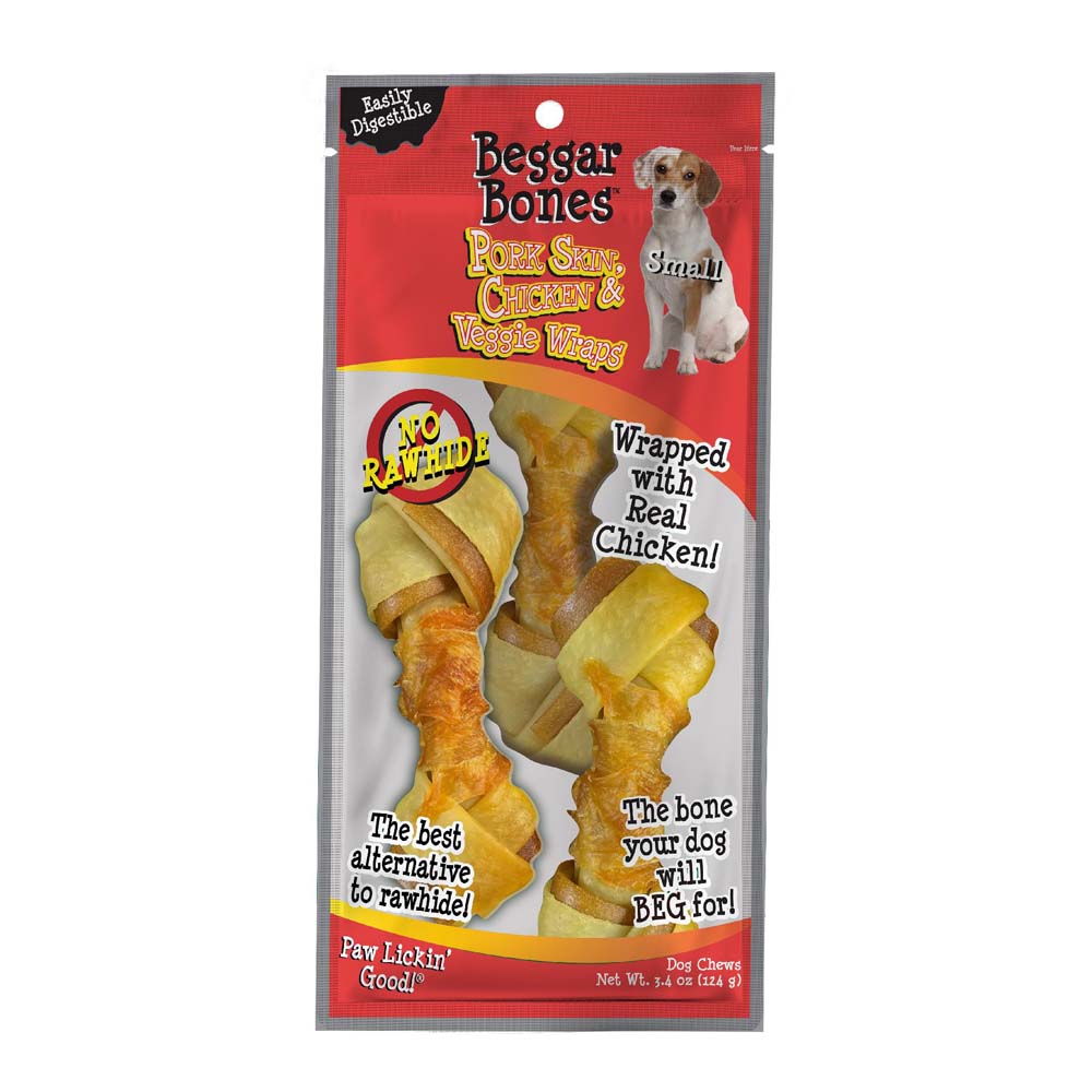 Picture of Savory Prime 810359003573 3.4 oz Beggar Bones Pork Skin&#44; Chicken & Veggie Wraps Dog Treats