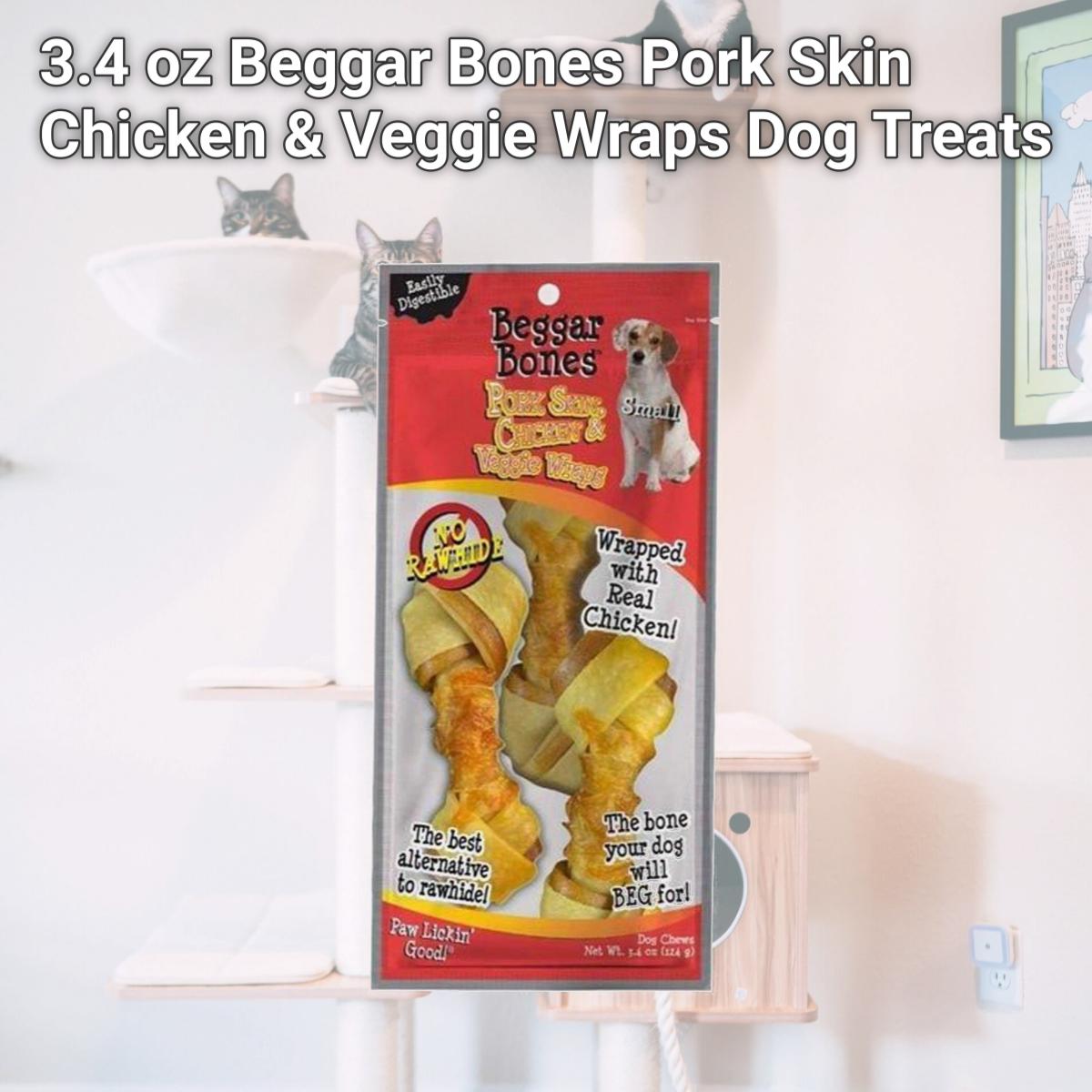 Picture of Savory Prime 810359003597 3.4 oz Beggar Bones Pork Skin&#44; Chicken & Veggie Wraps Dog Treats