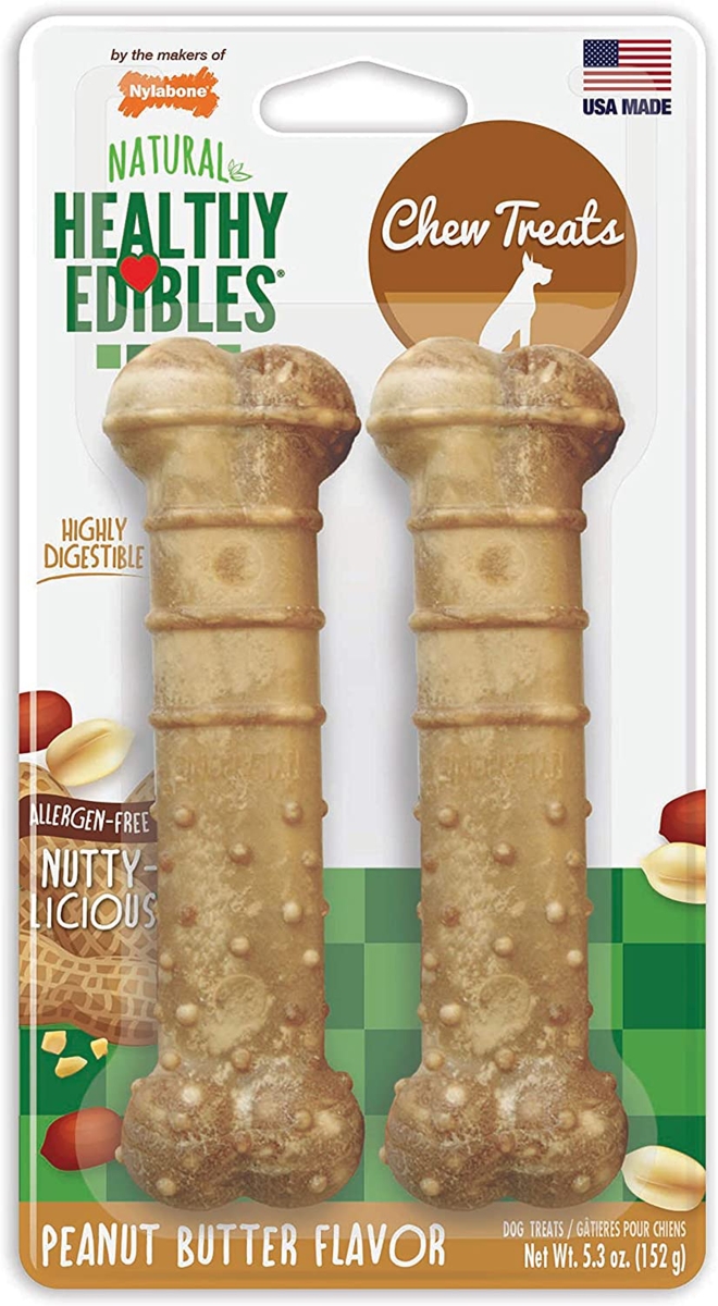 Picture of Nylabone 018214850137 Allergen-Free Peanut Butter Flavor Nubz Natural Dog Treats, Large - 2 Count