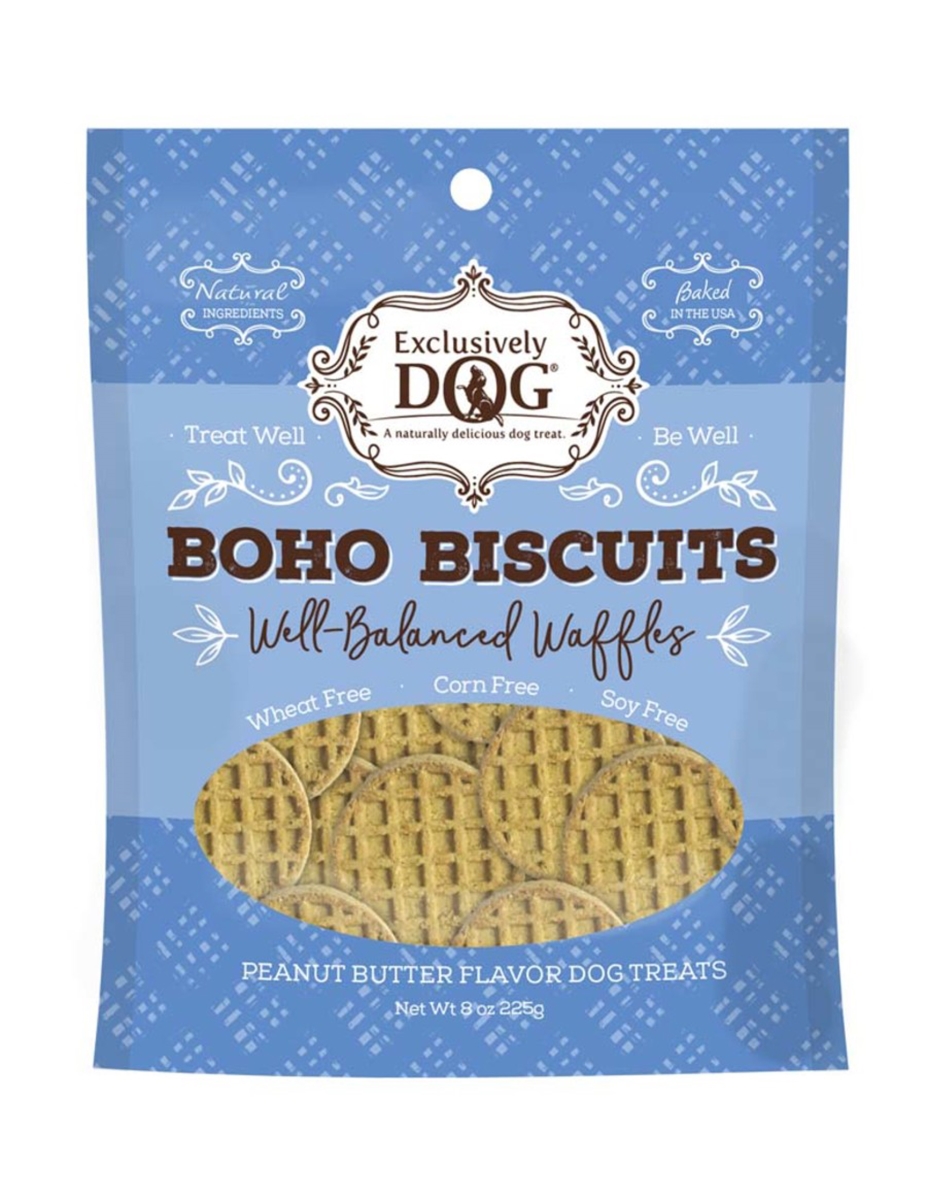 Picture of Exclusively Pet 767451520005 8 oz Boho Biscuits Well Balanced Waffles Peanut Butter Flavor Dog Treats