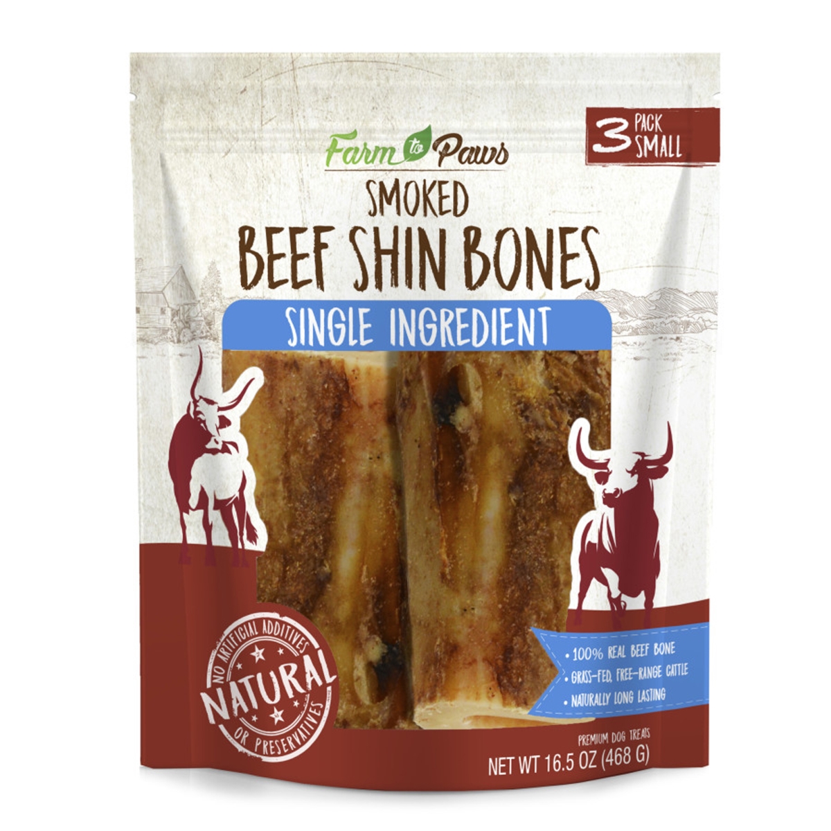Picture of Cadet 768303700118 Farm to Paws Rib Shin Beef Bone for Dogs&#44; Small - 3 Count