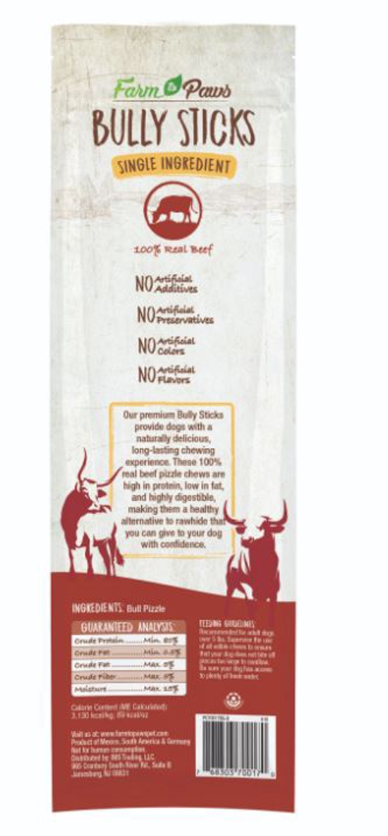 Picture of Cadet 768303700170 Farm to Paws Bully Sticks Dog Treats&#44; Large - 3 Count