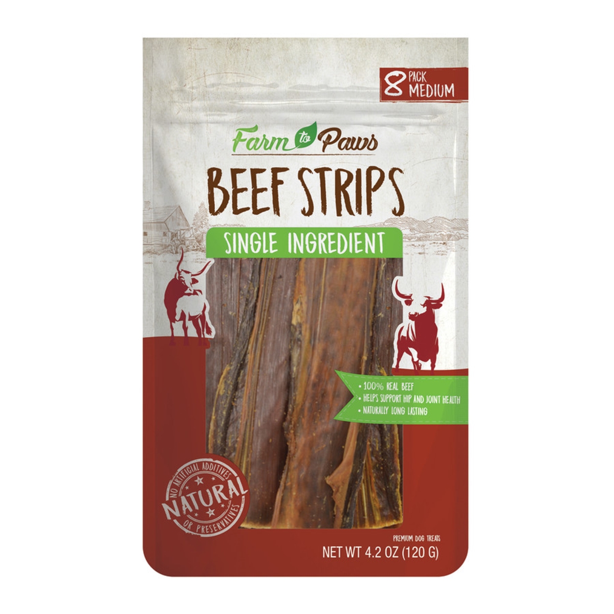 Picture of Cadet 768303700200 Farm to Paws Strips Dog Treats&#44; Medium - 8 Count
