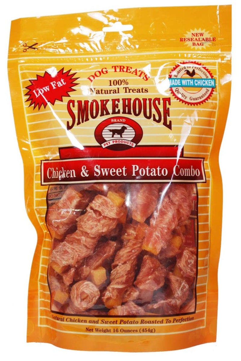 Picture of Smokehouse 078565854321 16 oz Sweet Potato Stick Dog Treat Wrapped with Chicken Breast Tender