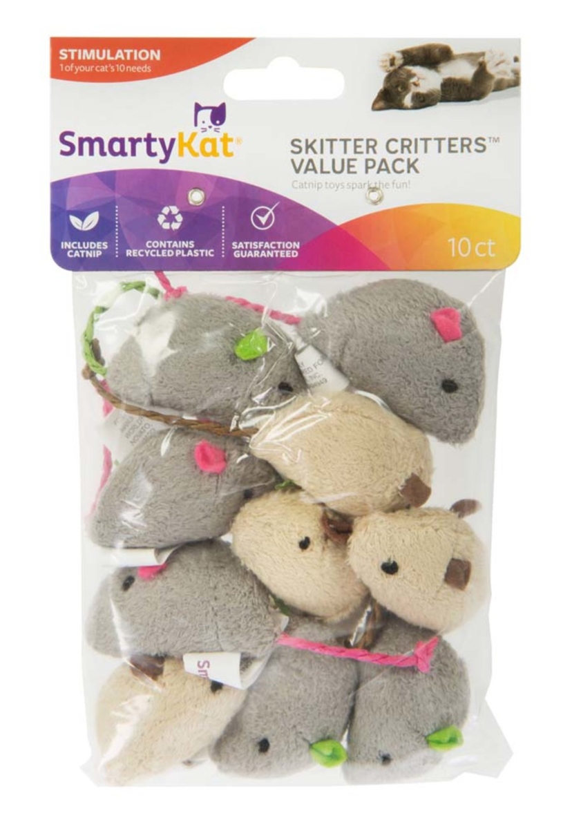 Picture of Smartykat 786306090852 Skitter Critters Mice Catnip Toy&#44; Grey & Tan - 10 Count