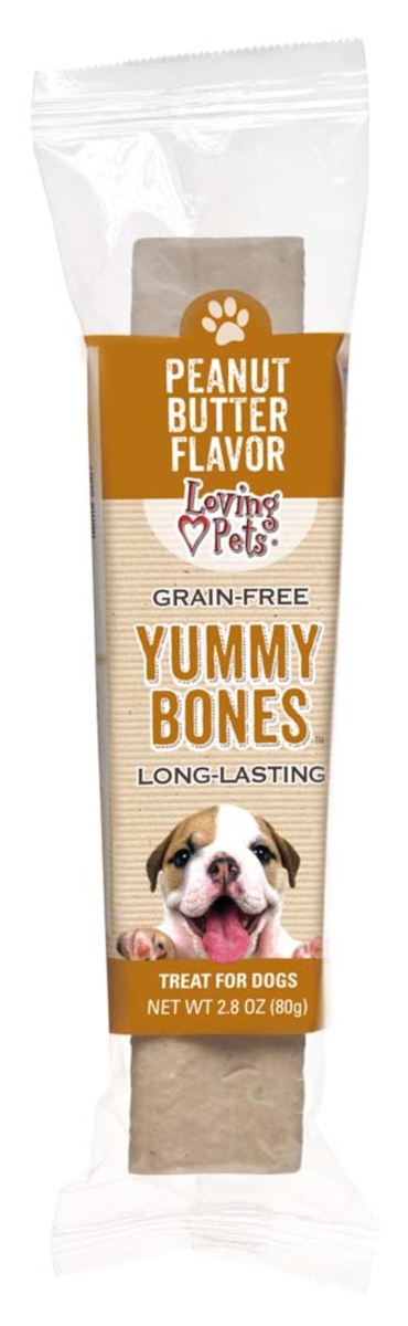 Picture of Loving Pets 842982050679 2.8 oz Yummy Bone Peanut Butter Flavor Filled & Wrapped Dog Treat