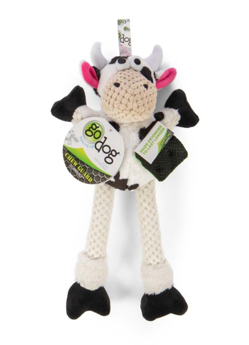 Picture of GoDog 786306735623 Checkers Skinny Durable Cow Plush Dog Toy, Small