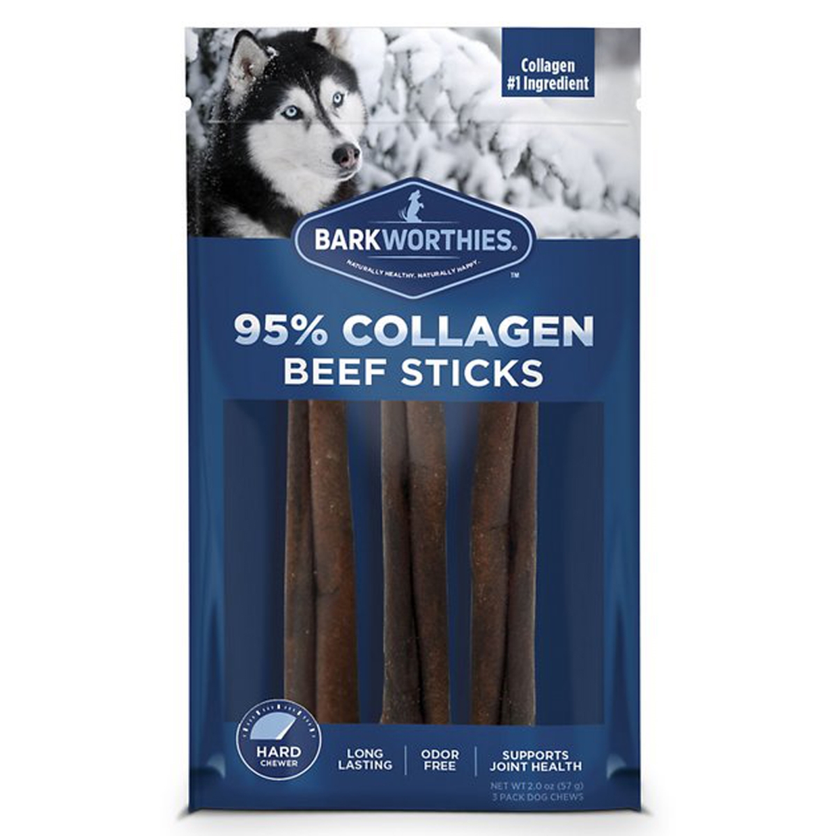 Picture of Barkworthies 840139123009 6 in. Barkworthies Dog Collagen Beef Stick&#44; Pack of 3