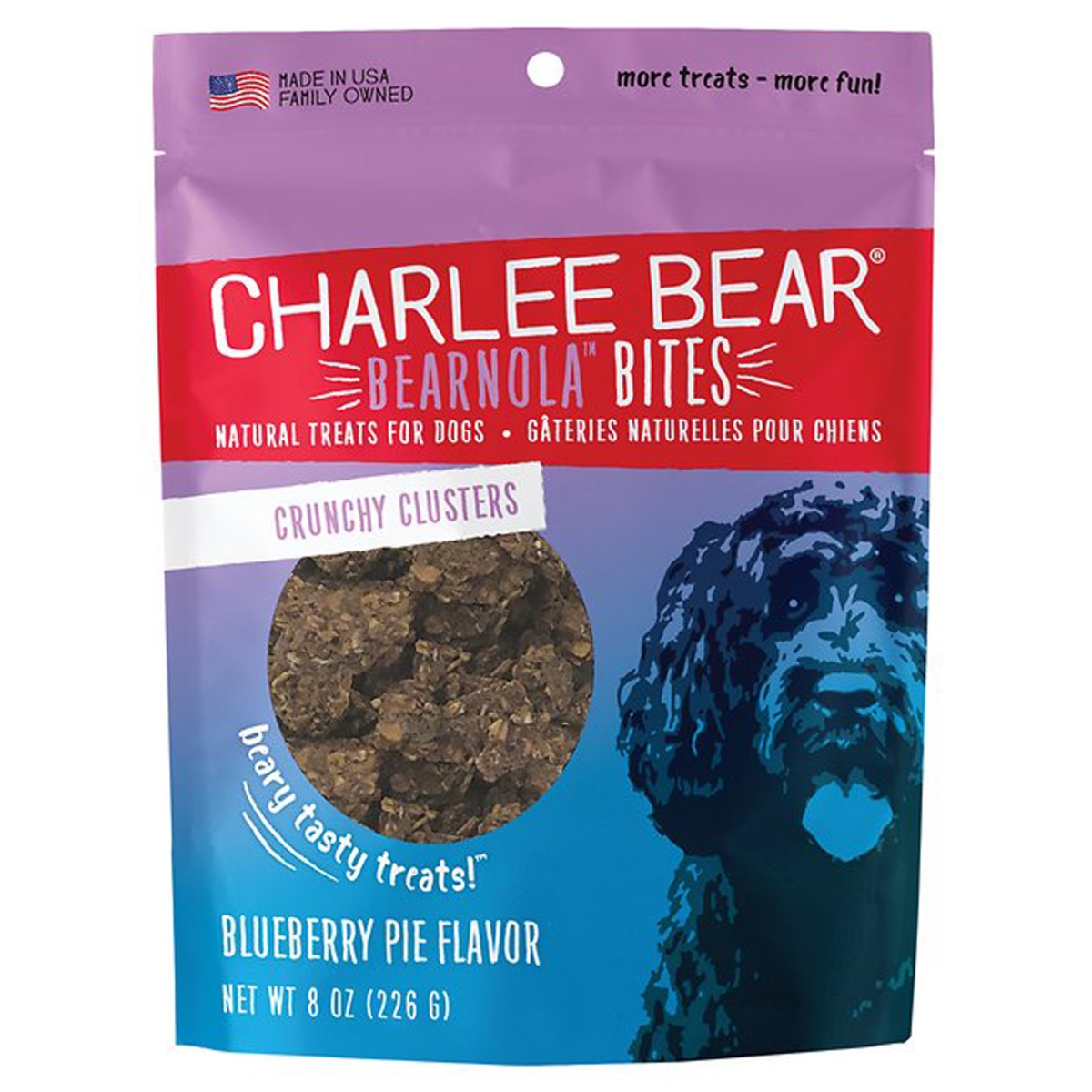 Picture of Charlee Bear 787108006904 8 oz Dog Bearnola Blueberry Honey Crunchy Cluster Treats