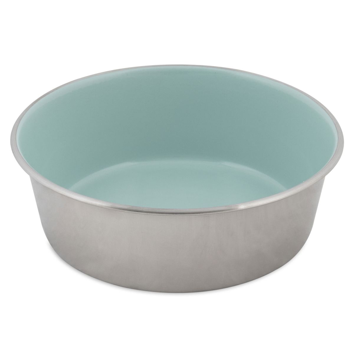 Picture of Petmate 029695341526 Painted Stainless Steel Pet Bowls - Eggshell Blue - 8 Piece