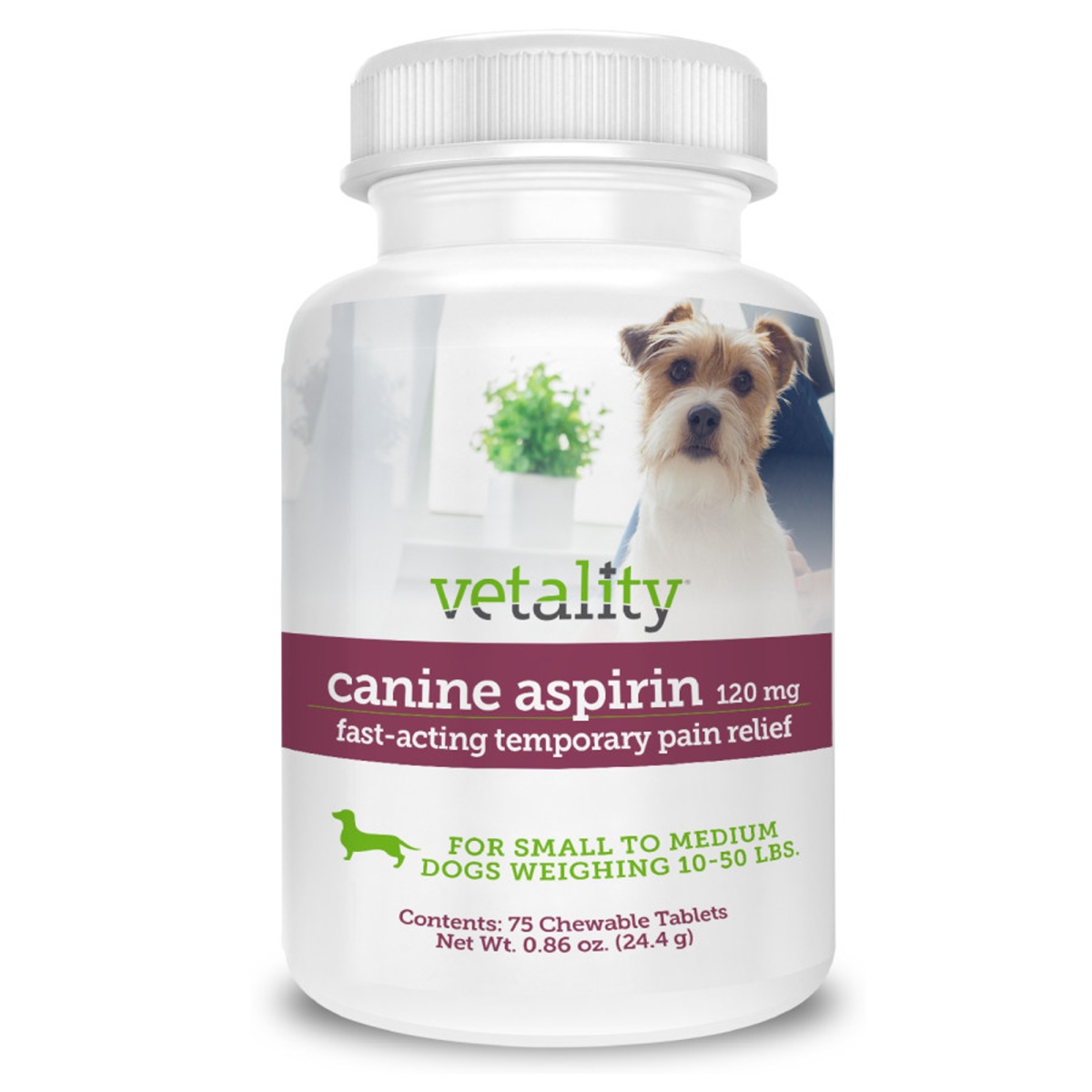 Picture of Tevra Brands 190623300622 120mg Vetality Canine Aspirin Chewable Tables - 75 Count