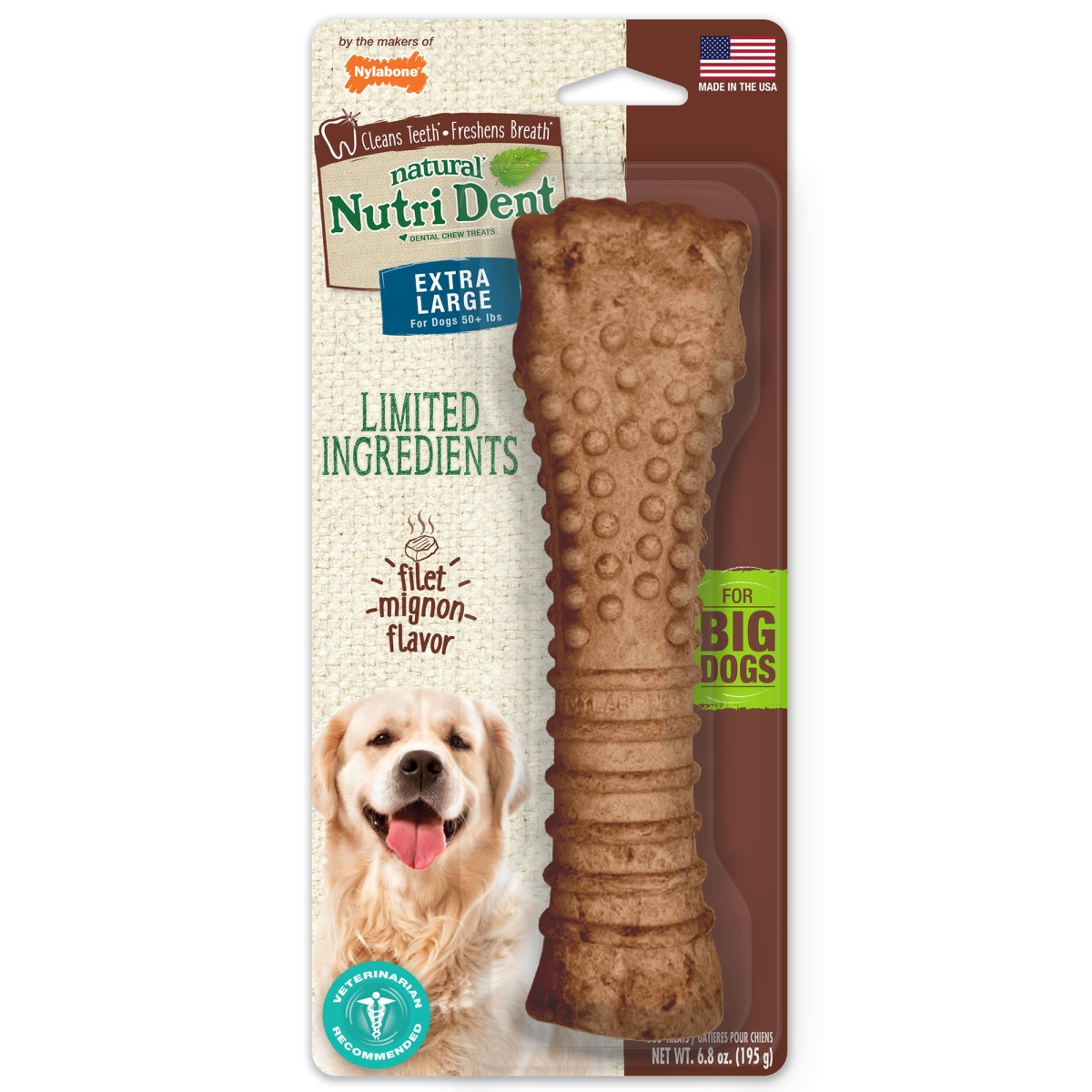 Picture of Nylabone 018214851448 Nutri Dent Filet Mignon Dog Dental Chews - Extra Large