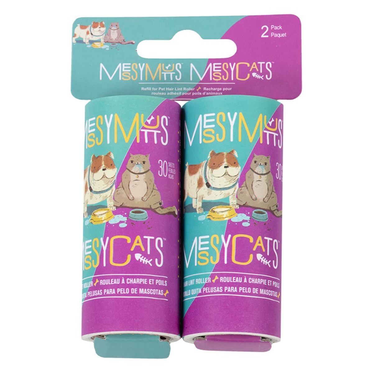 Picture of Messy Mutts 628043607309 Replacement Mess Dog & Cat Lint Rollers - Pack of 2 - 12 Each per Case