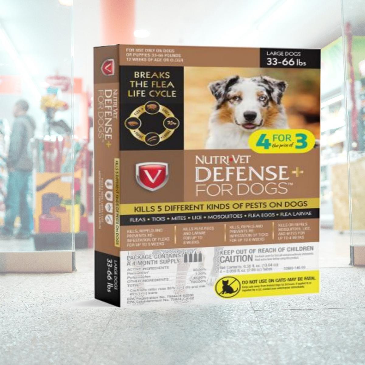 Picture of Nutri-Vet 669125539743 DefensePlus Flea & Tick for Dogs - Large - 33-66 lbs - Pack of 4