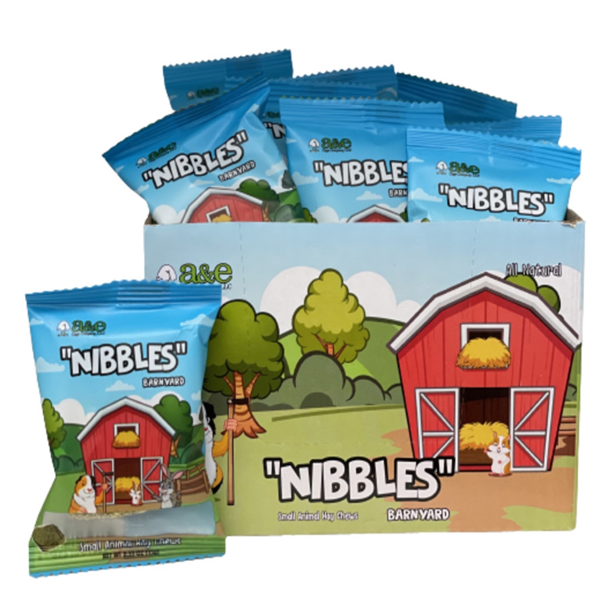 Picture of A&E Cages 644472014358 Round Barnyard Nibbles Small Animal Bites Hay Chews Display - 32 Piece