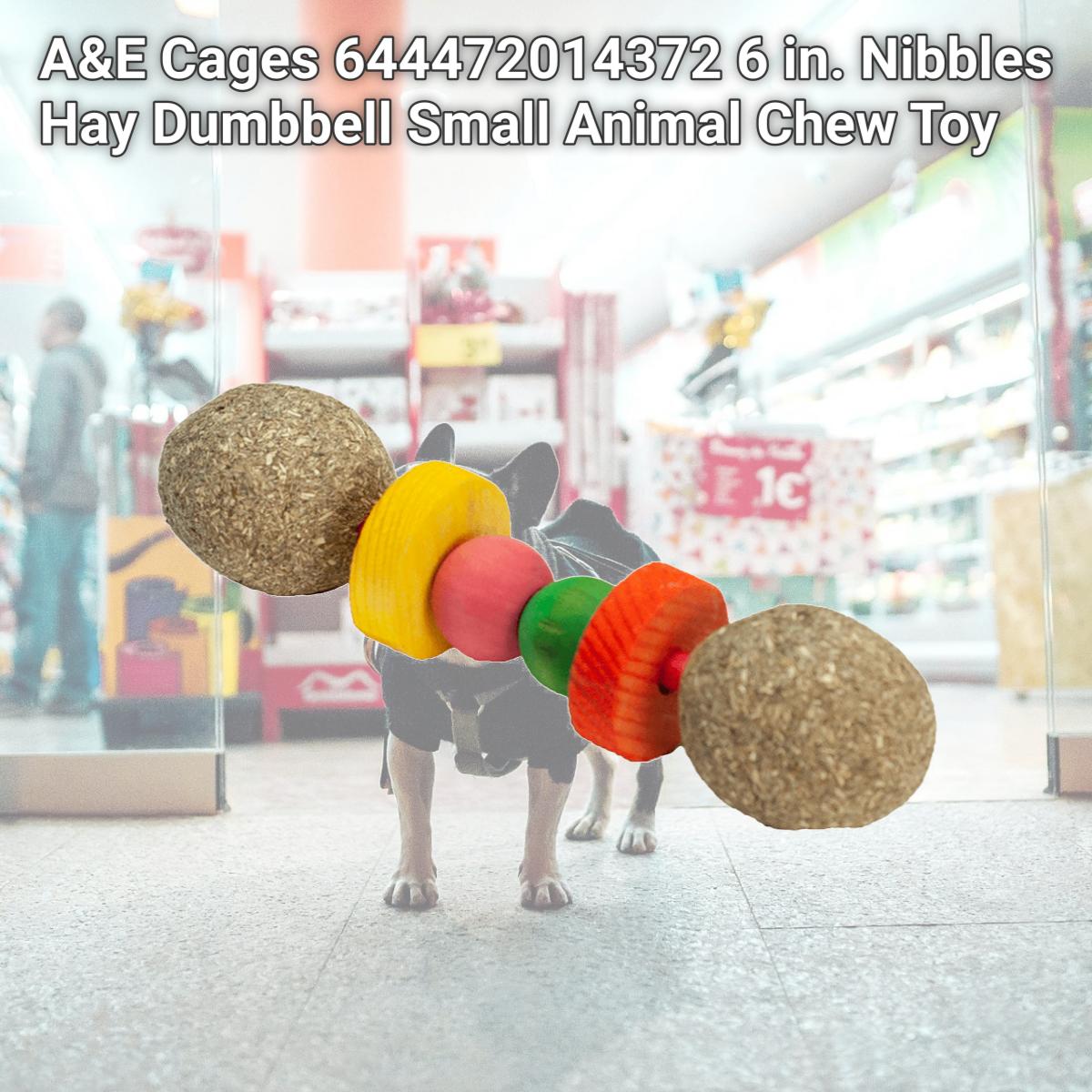 Picture of A&E Cages 644472014372 6 in. Nibbles Hay Dumbbell Small Animal Chew Toy