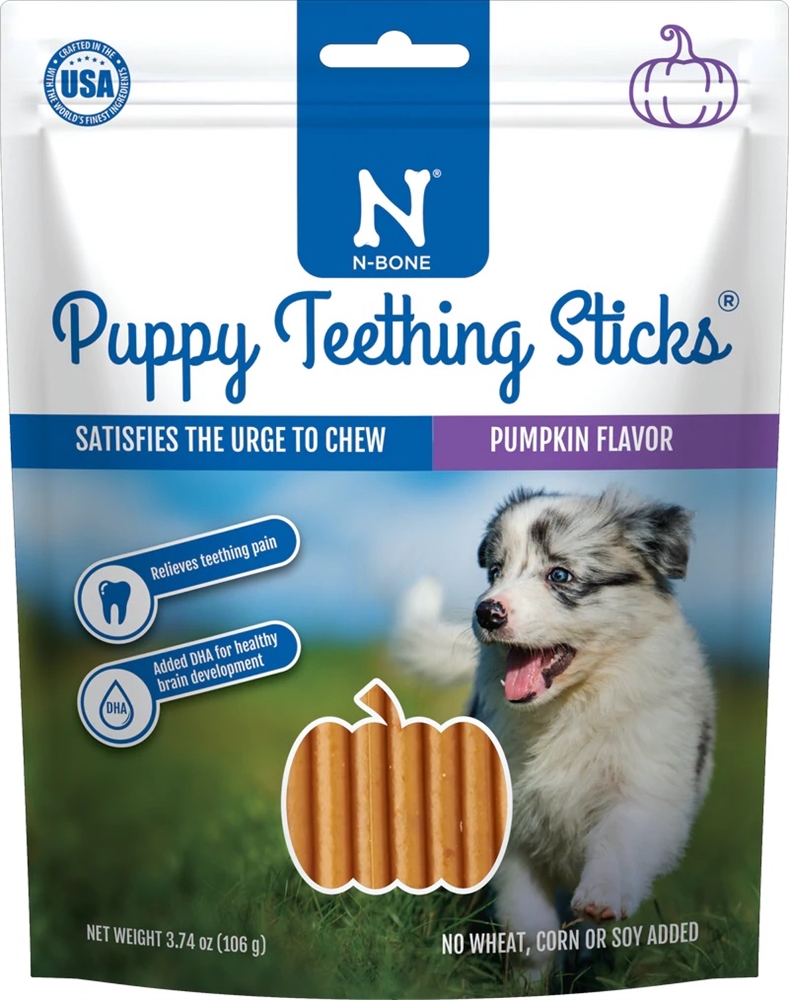 657546800511 Puppy Teething Sticks Pumpkin Treat - 17 Count