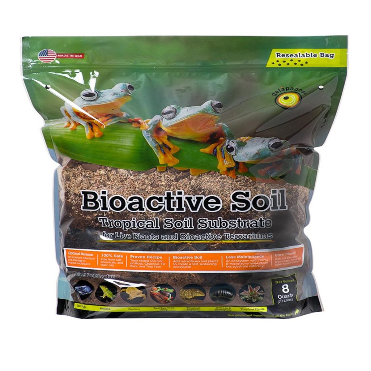 Picture of Galapagos 759834050346 Bioactive Tropical Soil Substrate StandUp Pouch - 8 qt.
