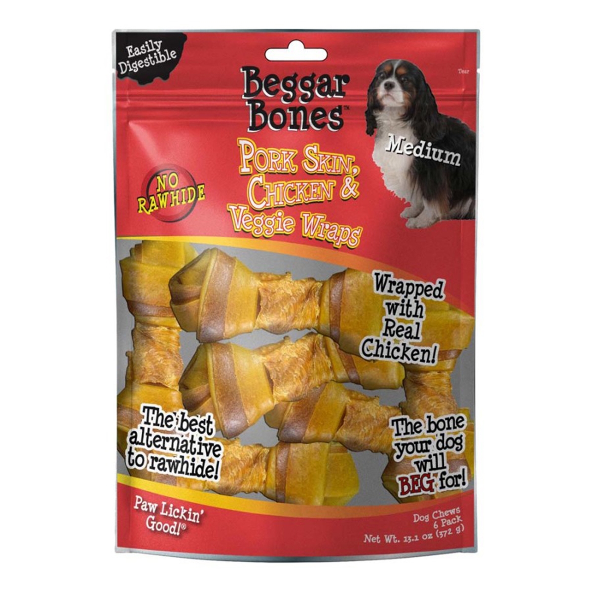 Picture of Savory Prime 810359003627 Beggar Bones Pork Skin&#44; Chicken & Veggie Wraps Dog Treats - 13.1 oz - Pack of 6