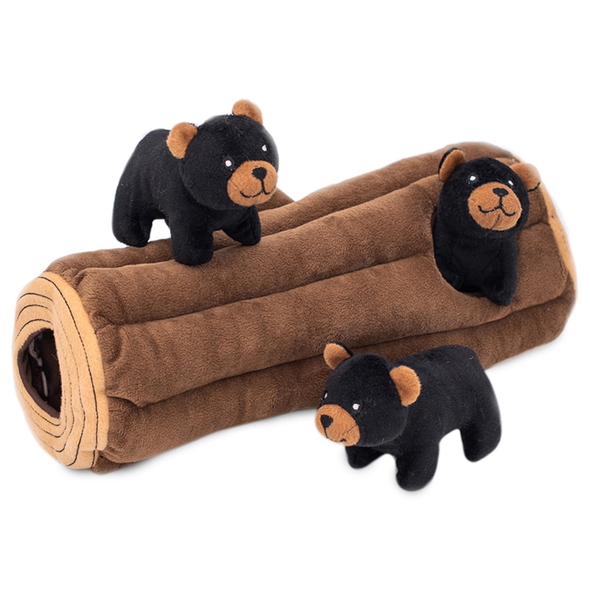 Picture of ZippyPaws 810032680114 Zippy Burrow Black Bear Log Dog Toy - Extra Large