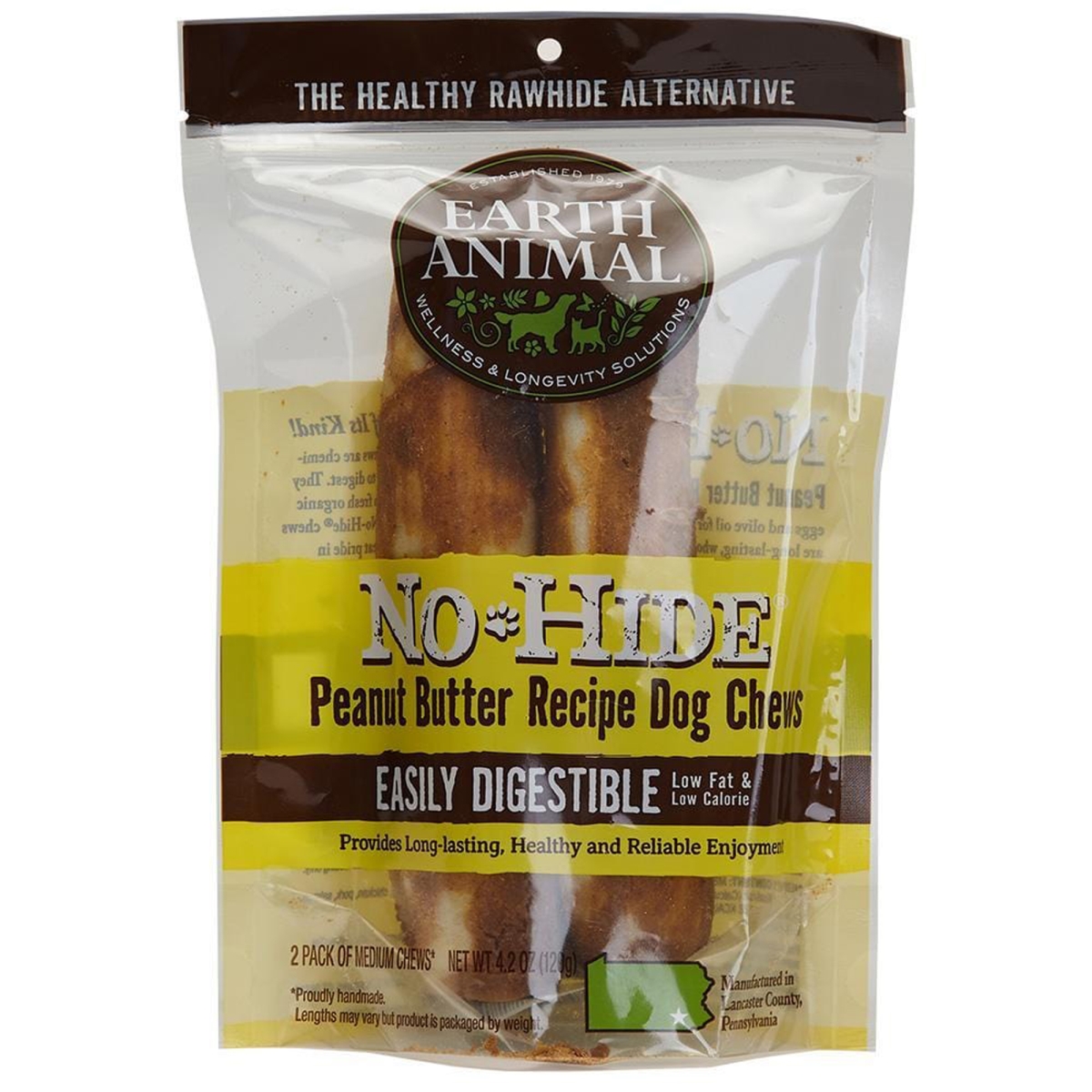 Picture of Earth Animal 810049511708 No-Hide Peanut Butter Chews for Dogs - 11 in. - Pack of 2