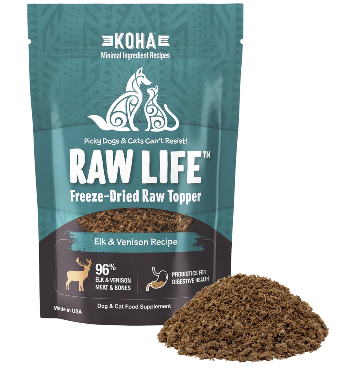 Picture of Koha 811048023247 Grain Free Raw Freeze Dried Topper Elk Dog & Cat Food - 8 oz