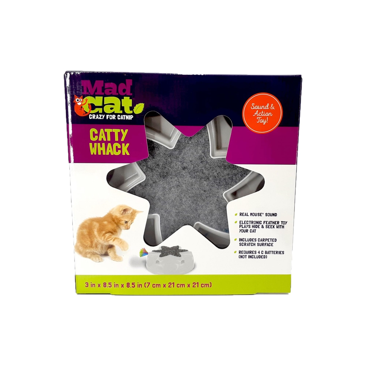 Picture of Cosmic 780824147500 3 in. Mad Cat Catty Whack Electronic Cat Toy - Medium Grey