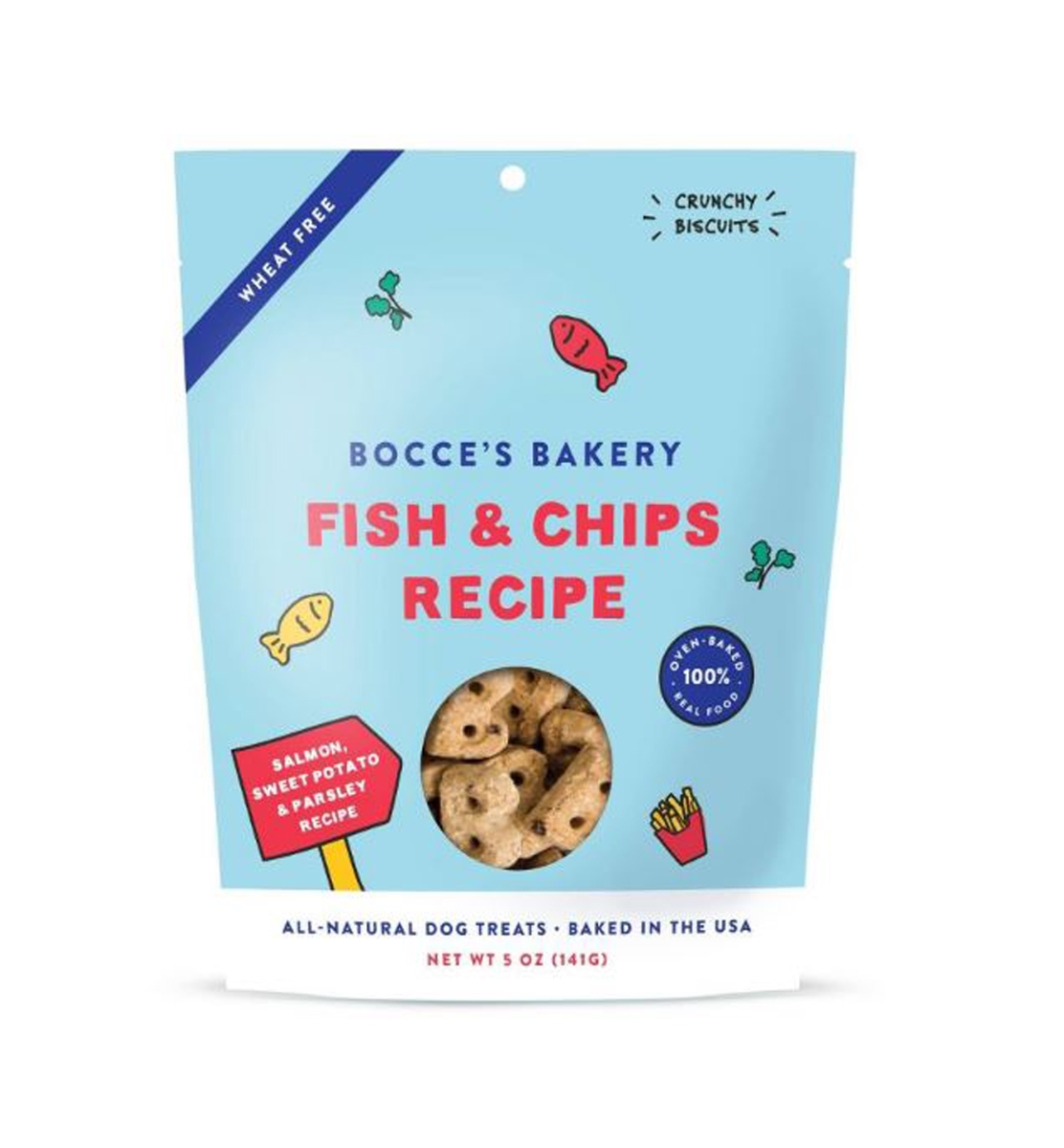 Picture of Bocces Bakery 850038855024 Fish Chips for Dogs - 5 oz